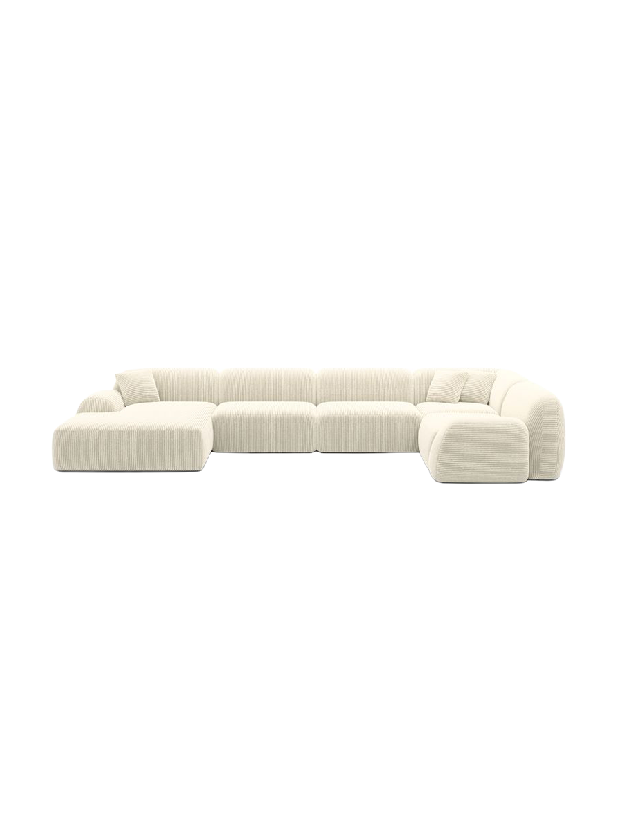 
6-Sitzer Design Panorama-Sofa „Lumera XL“, Cordsamt - Cordsamt Dunkelblau / Lange Seite links