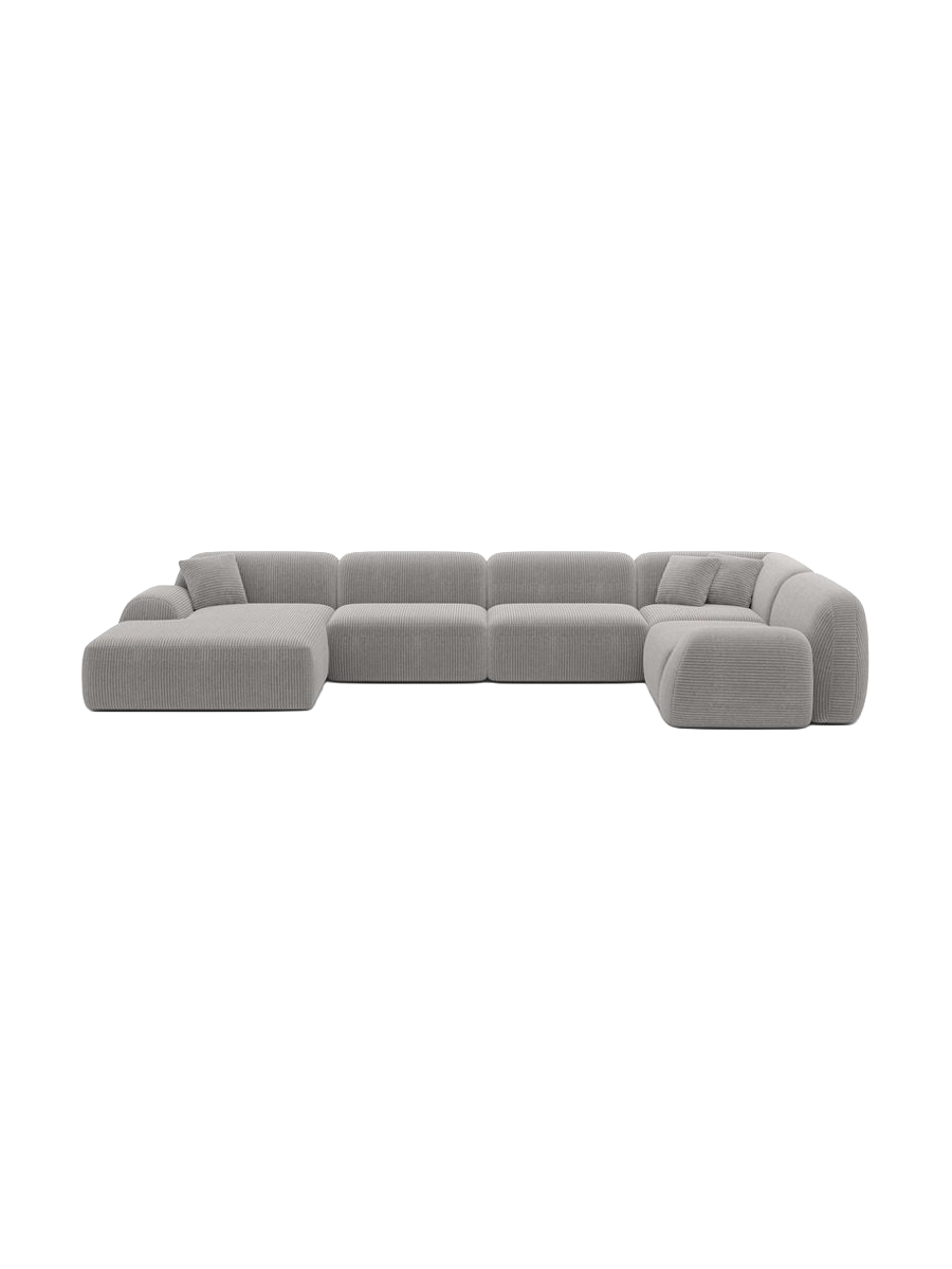 
6-Sitzer Design Panorama-Sofa „Lumera XL“, Cordsamt - Cordsamt Dunkelblau / Lange Seite links