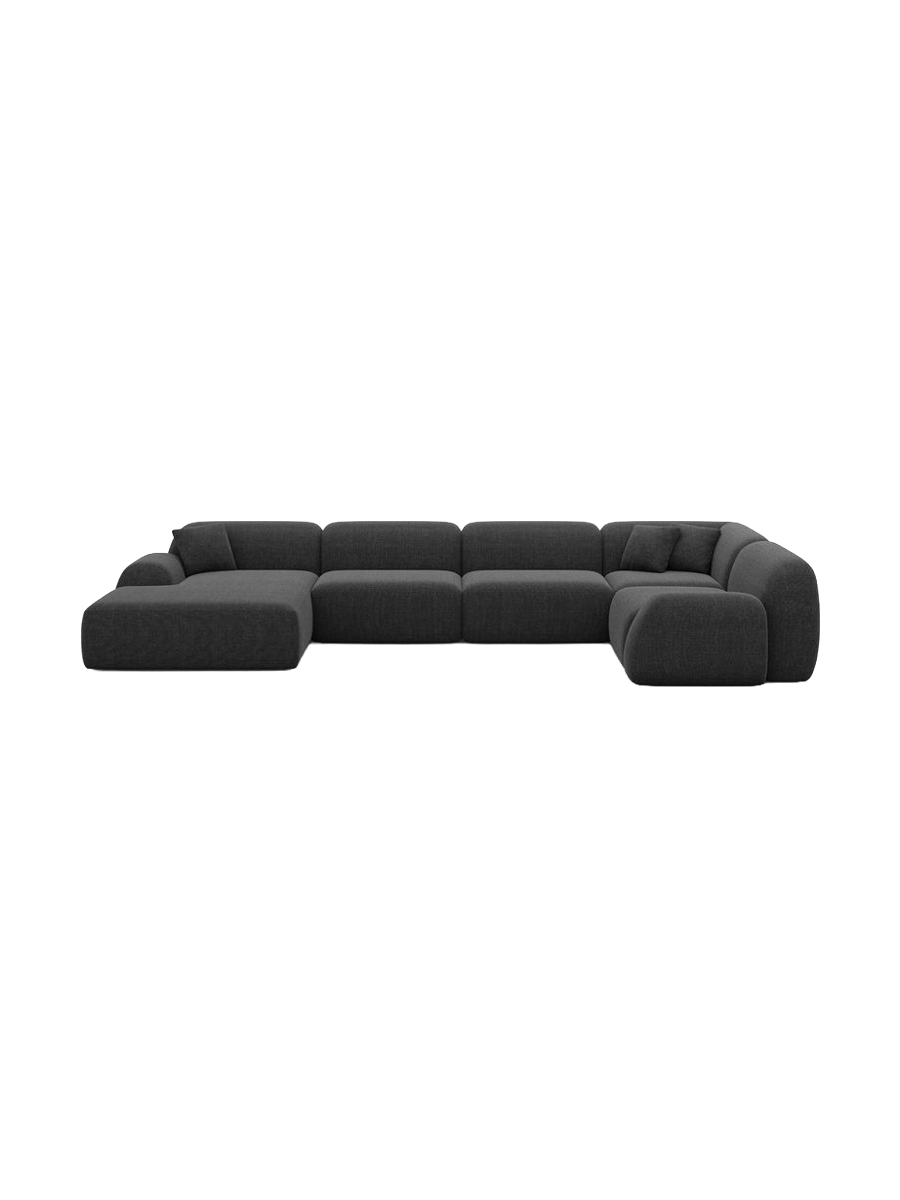 
6-Sitzer Design Panorama-Sofa „Lumera XL“ mit Strukturstoff-Bezug - Strukturstoff Anthrazit / lange Seite links