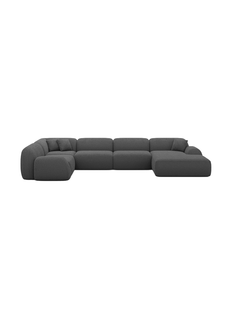 
6-Sitzer Design Panorama-Sofa „Lumera XL“ mit Bouclé-Bezug - Bouclé Graphit / Lange Seite links