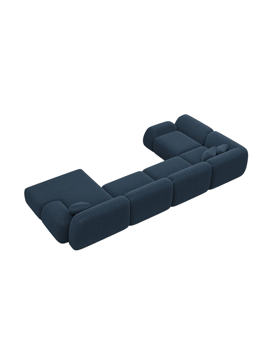
6-Sitzer Design Panorama-Sofa „Lumera XL“, Cordsamt - Cordsamt Dunkelblau / Lange Seite links