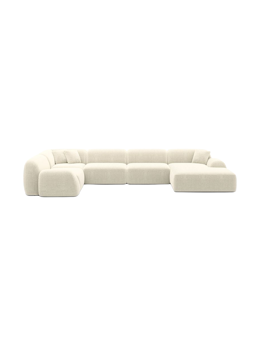
6-Sitzer Design Panorama-Sofa „Lumera XL“, Cordsamt - Cordsamt Dunkelblau / Lange Seite links