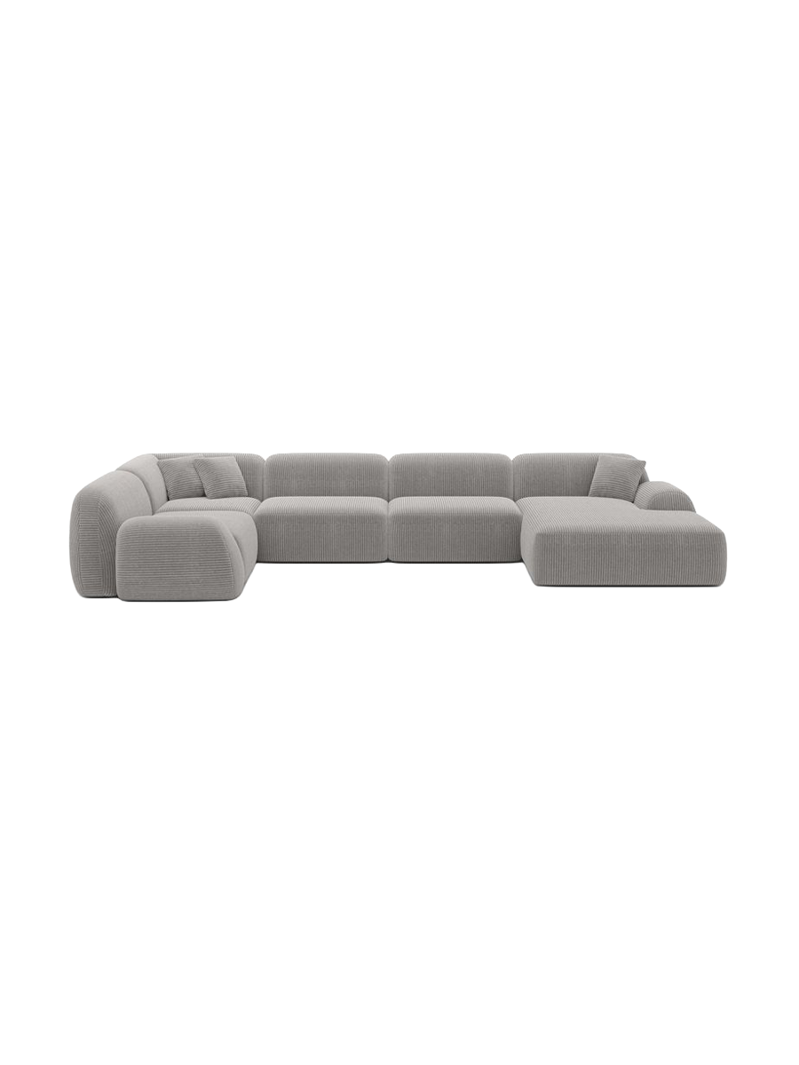 
6-Sitzer Design Panorama-Sofa „Lumera XL“, Cordsamt - Cordsamt Dunkelblau / Lange Seite links