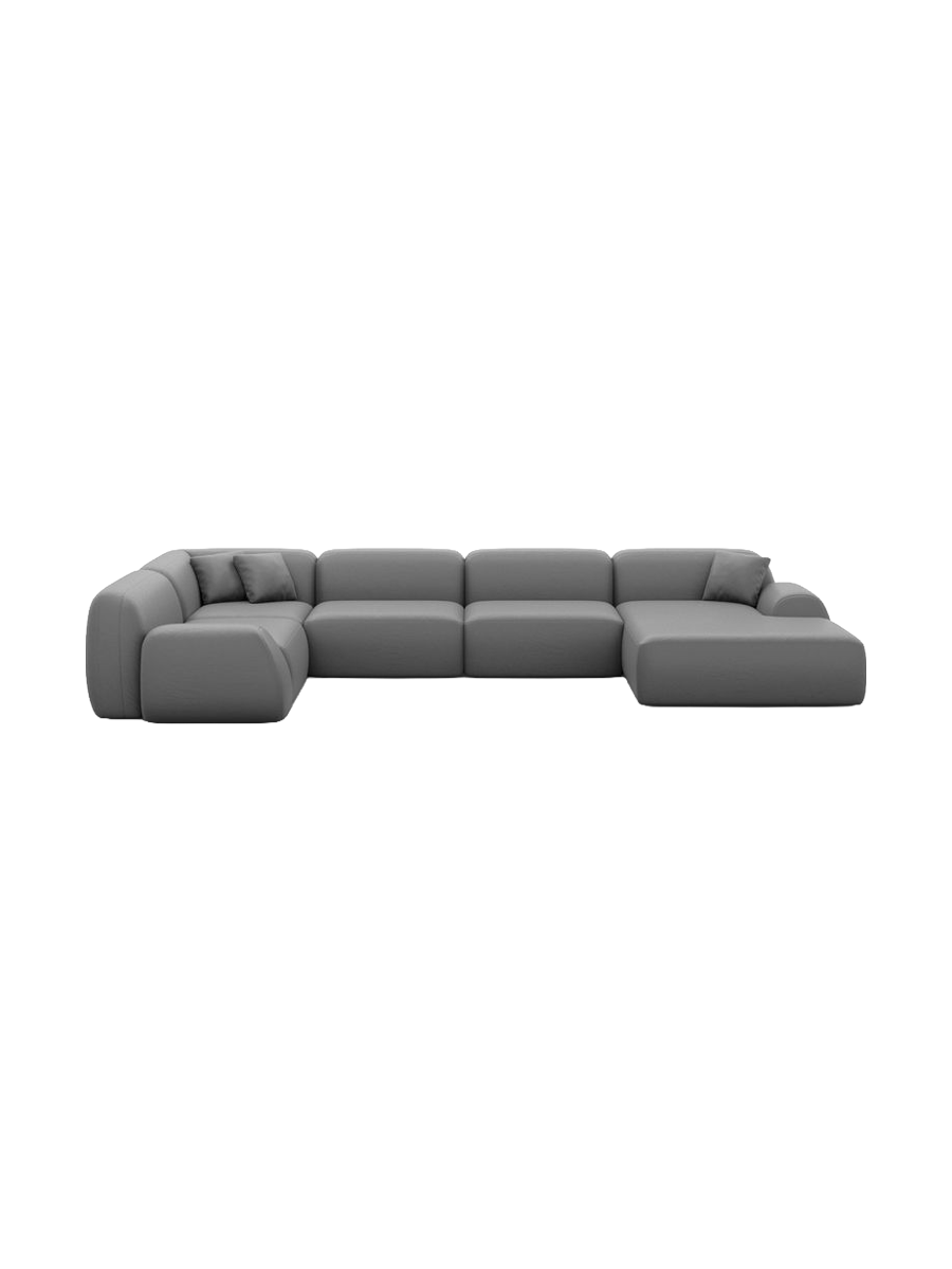 
6-Sitzer Design Echtleder Panorama-Sofa „Lumera XL“ - Echtleder Beige / Lange Seite links