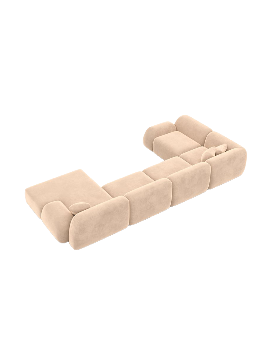 
6-Sitzer Design Panorama-Sofa „Lumera XL“ mit Samtbezug - Samtbezug Beige / lange Seite links