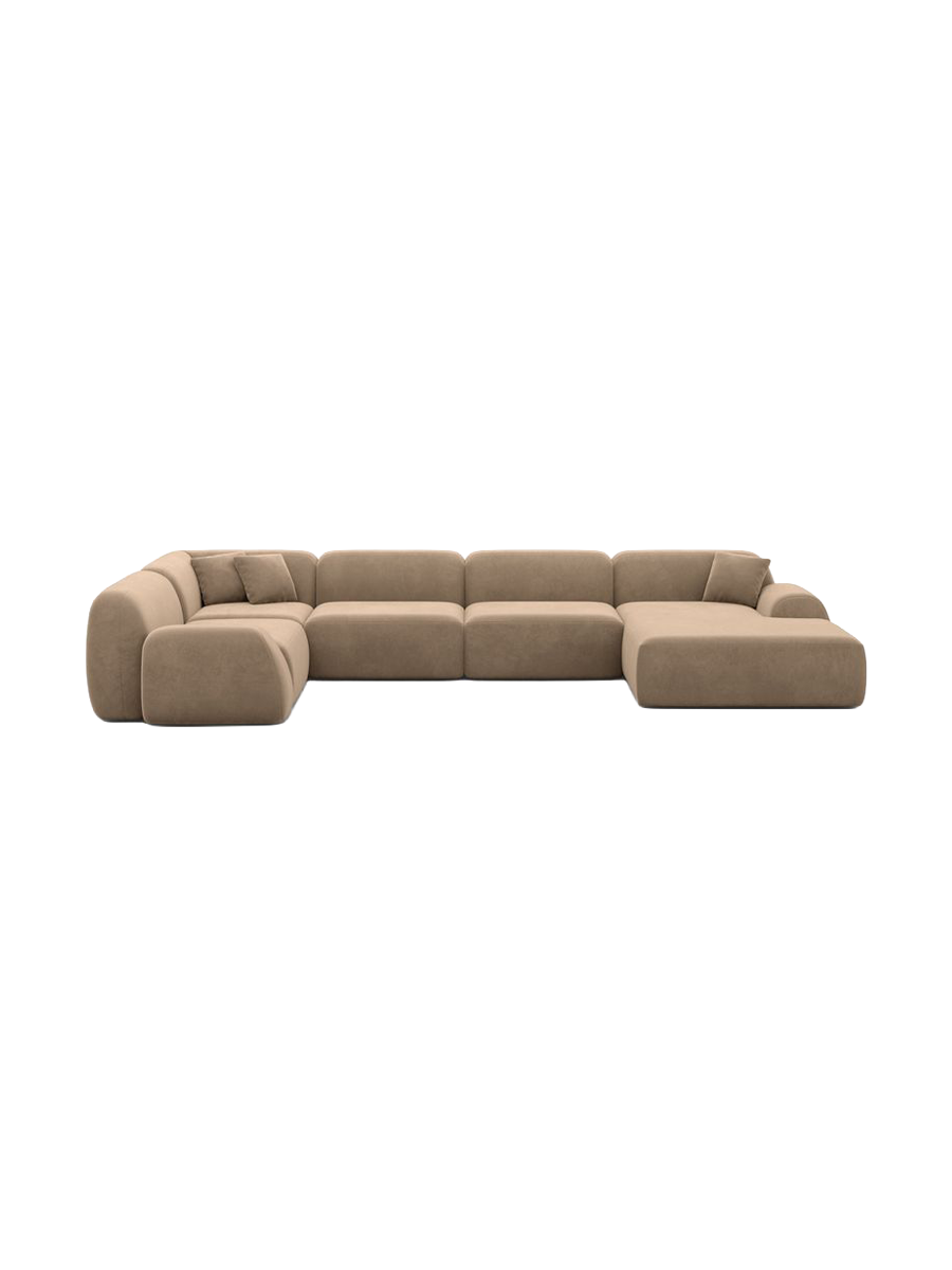 
6-Sitzer Design Panorama-Sofa „Lumera XL“ mit Samtbezug - Samtbezug Beige / lange Seite links