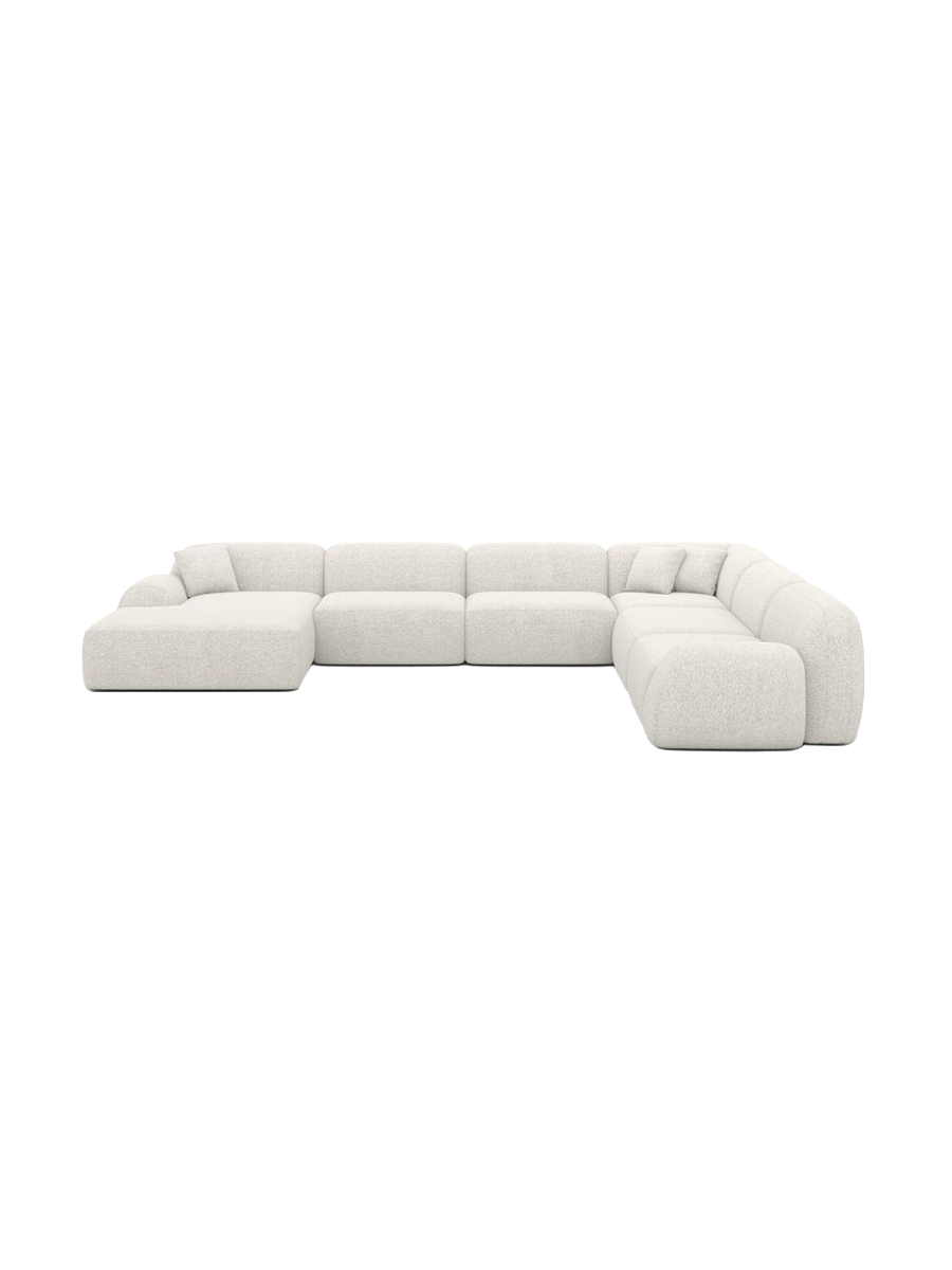 
7-Sitzer Design Panorama-Sofa „Lumera XXL“ mit Bouclé-Bezug - Bouclé Graphit / Lange Seite links