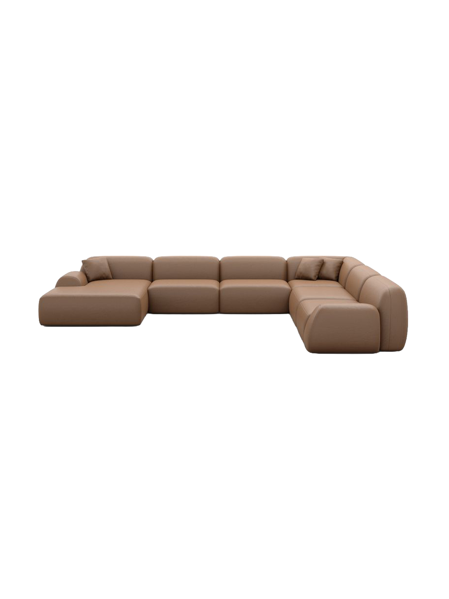 
Divano panoramico di design a 7 posti «Lumera XXL» in vera pelle - Vera pelle Beige / Lato lungo a sinistra