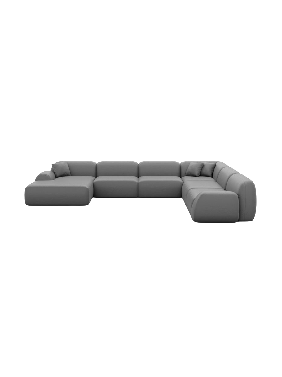 
Divano panoramico di design a 7 posti «Lumera XXL» in vera pelle - Vera pelle Beige / Lato lungo a sinistra