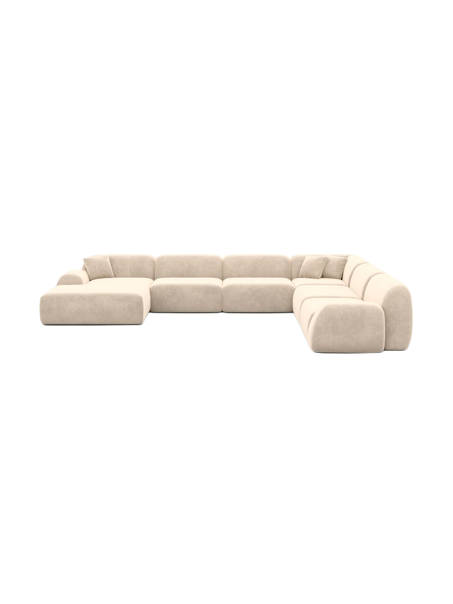 
7-Sitzer Design Panorama-Sofa „Lumera XXL“ mit Samtbezug - Samtbezug Beige / lange Seite links