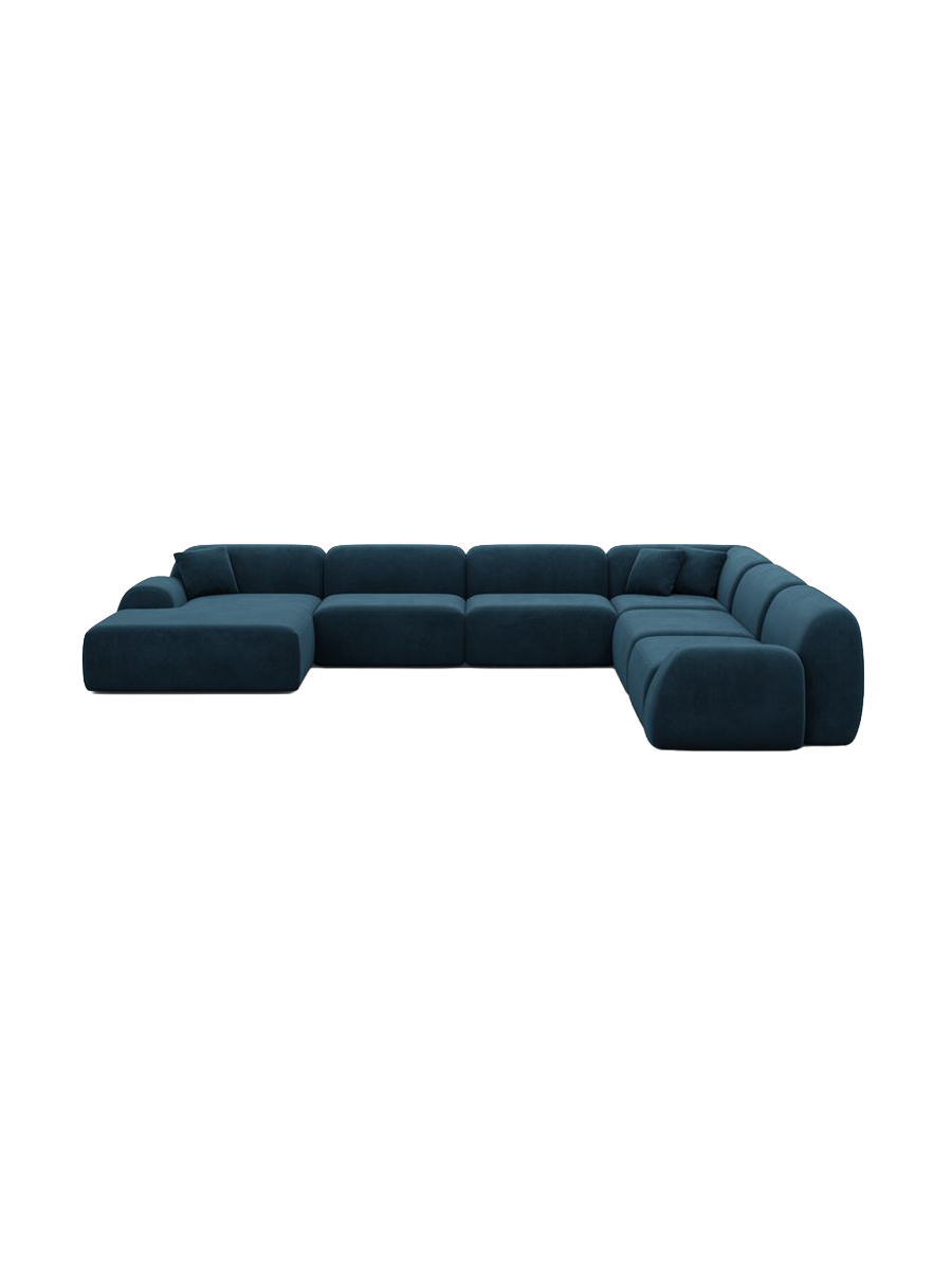 
7-Sitzer Design Panorama-Sofa „Lumera XXL“ mit Samtbezug - Samtbezug Beige / lange Seite links
