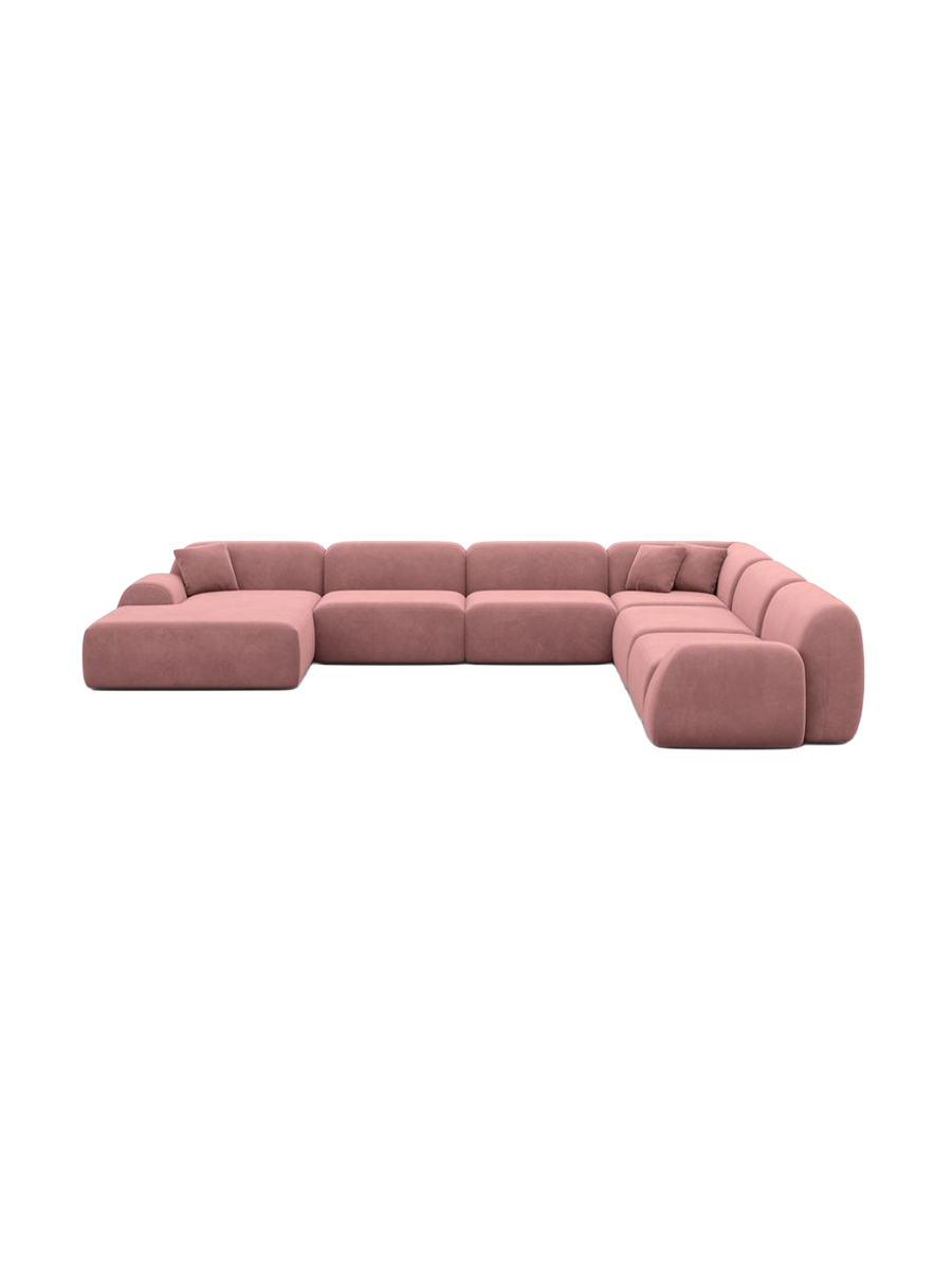 
7-Sitzer Design Panorama-Sofa „Lumera XXL“ mit Samtbezug - Samtbezug Beige / lange Seite links