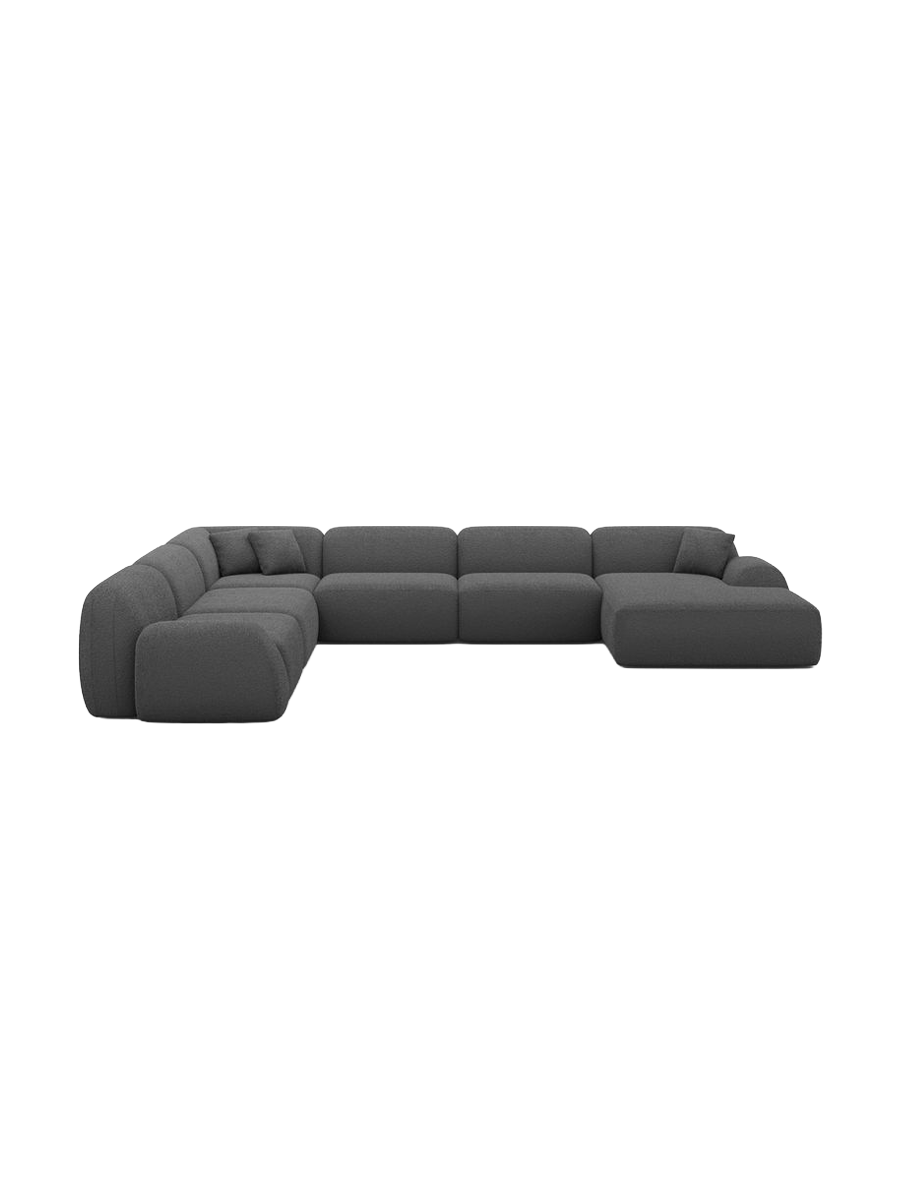 
7-Sitzer Design Panorama-Sofa „Lumera XXL“ mit Bouclé-Bezug - Bouclé Graphit / Lange Seite links