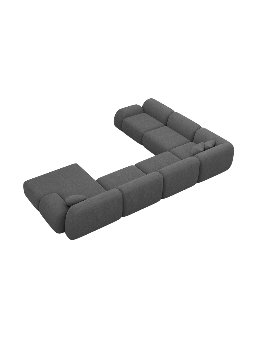 
7-Sitzer Design Panorama-Sofa „Lumera XXL“ mit Bouclé-Bezug - Bouclé Graphit / Lange Seite links