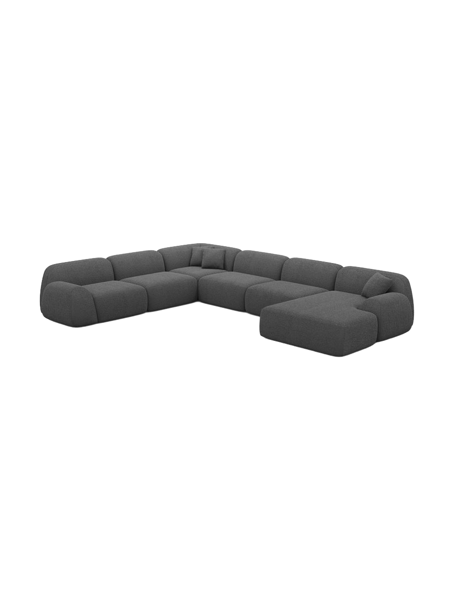 
7-Sitzer Design Panorama-Sofa „Lumera XXL“ mit Bouclé-Bezug - Bouclé Graphit / Lange Seite links