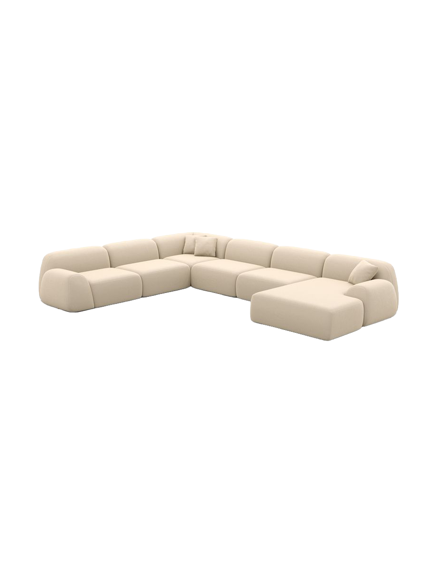 
Divano panoramico di design a 7 posti «Lumera XXL» in vera pelle - Vera pelle Beige / Lato lungo a sinistra