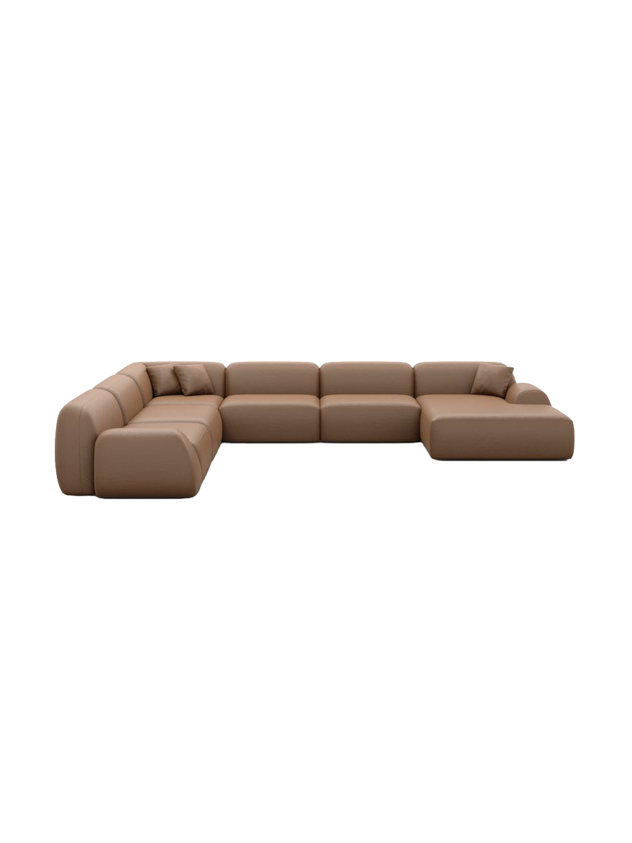 
Divano panoramico di design a 7 posti «Lumera XXL» in vera pelle - Vera pelle Beige / Lato lungo a sinistra
