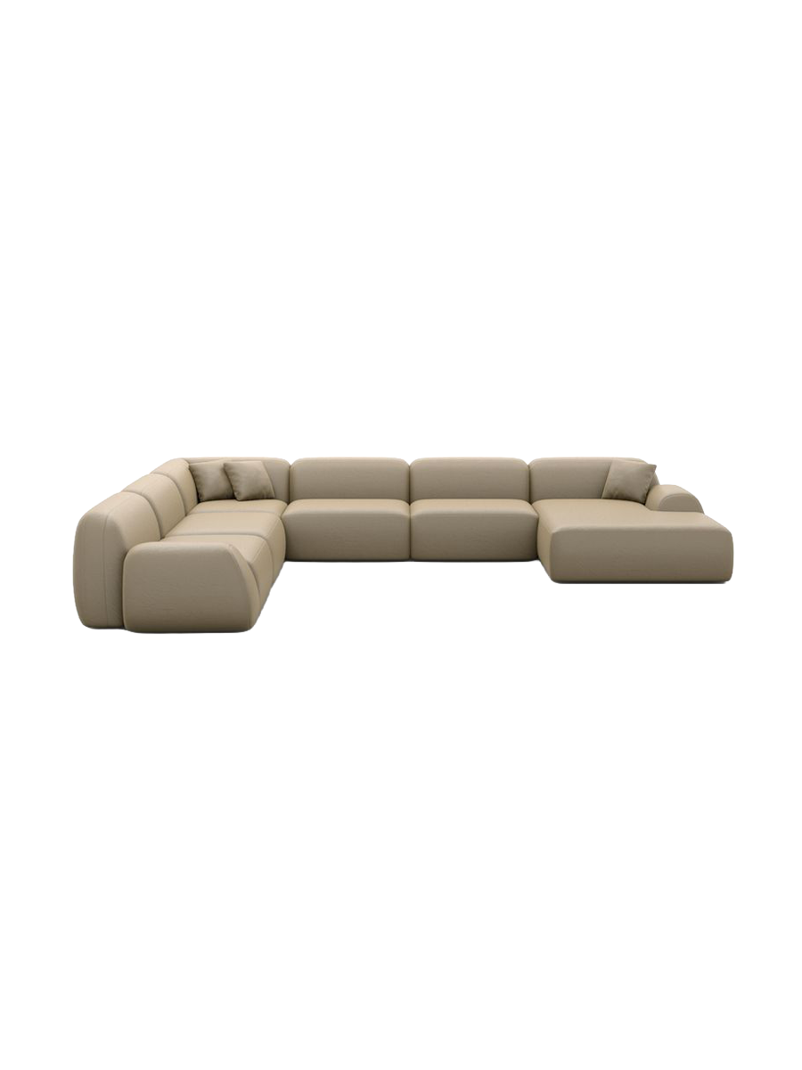 
Divano panoramico di design a 7 posti «Lumera XXL» in vera pelle - Vera pelle Beige / Lato lungo a sinistra