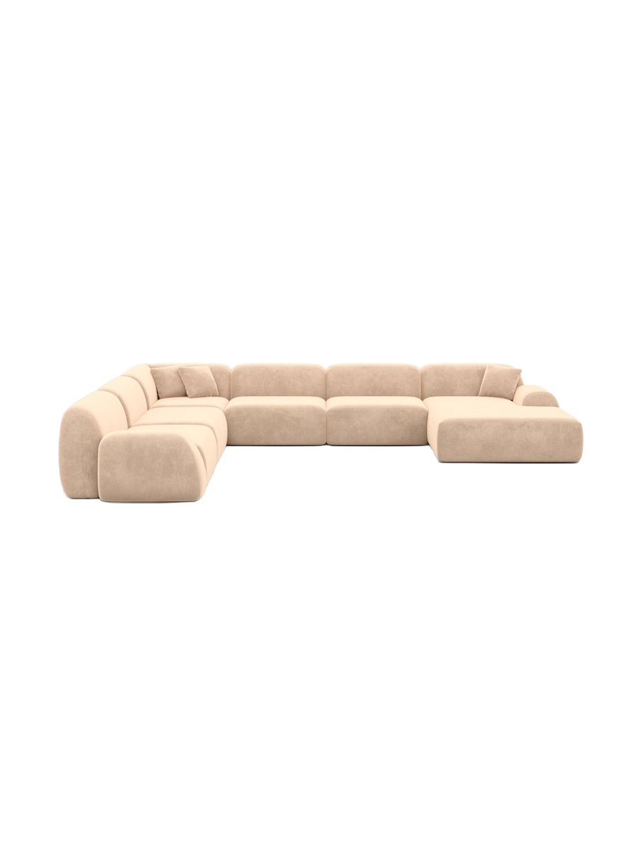 
7-Sitzer Design Panorama-Sofa „Lumera XXL“ mit Samtbezug - Samtbezug Beige / lange Seite links