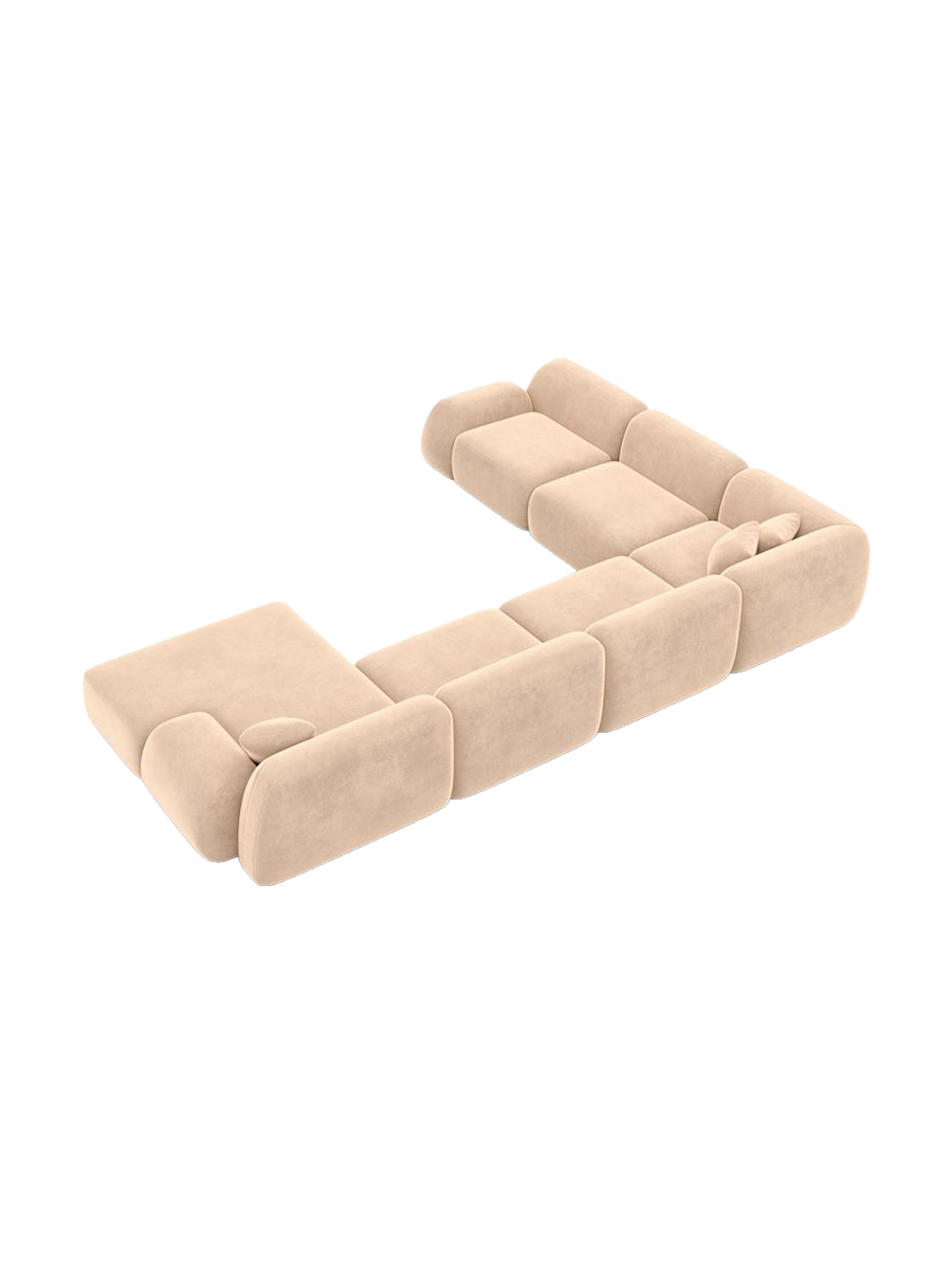 
7-Sitzer Design Panorama-Sofa „Lumera XXL“ mit Samtbezug - Samtbezug Beige / lange Seite links