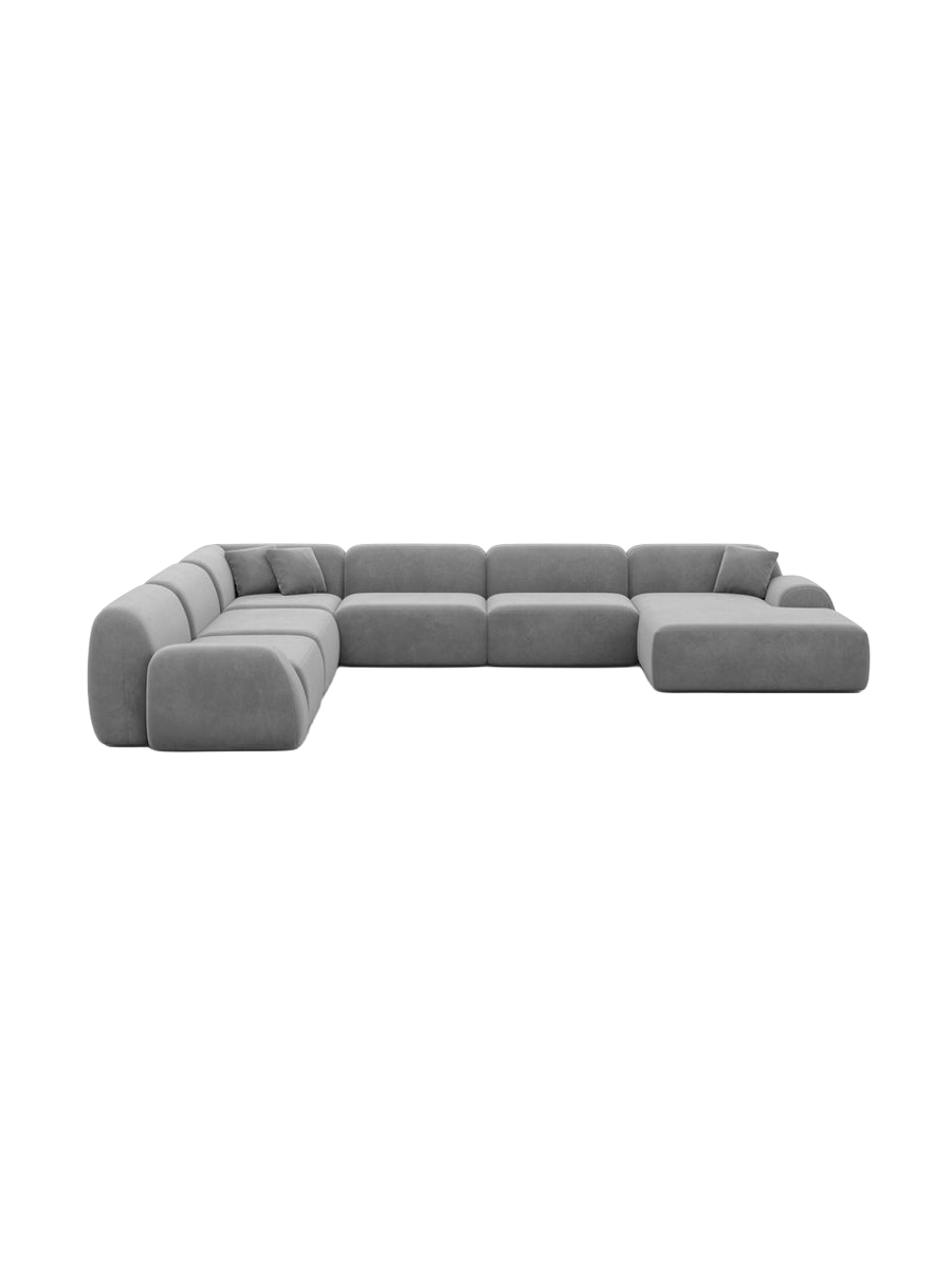 
7-Sitzer Design Panorama-Sofa „Lumera XXL“ mit Samtbezug - Samtbezug Beige / lange Seite links