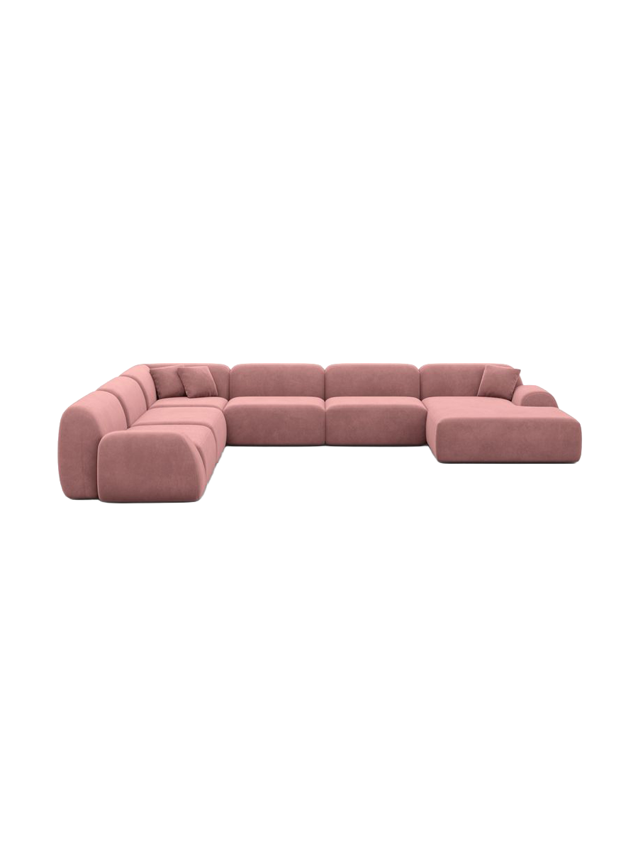 
7-Sitzer Design Panorama-Sofa „Lumera XXL“ mit Samtbezug - Samtbezug Beige / lange Seite links