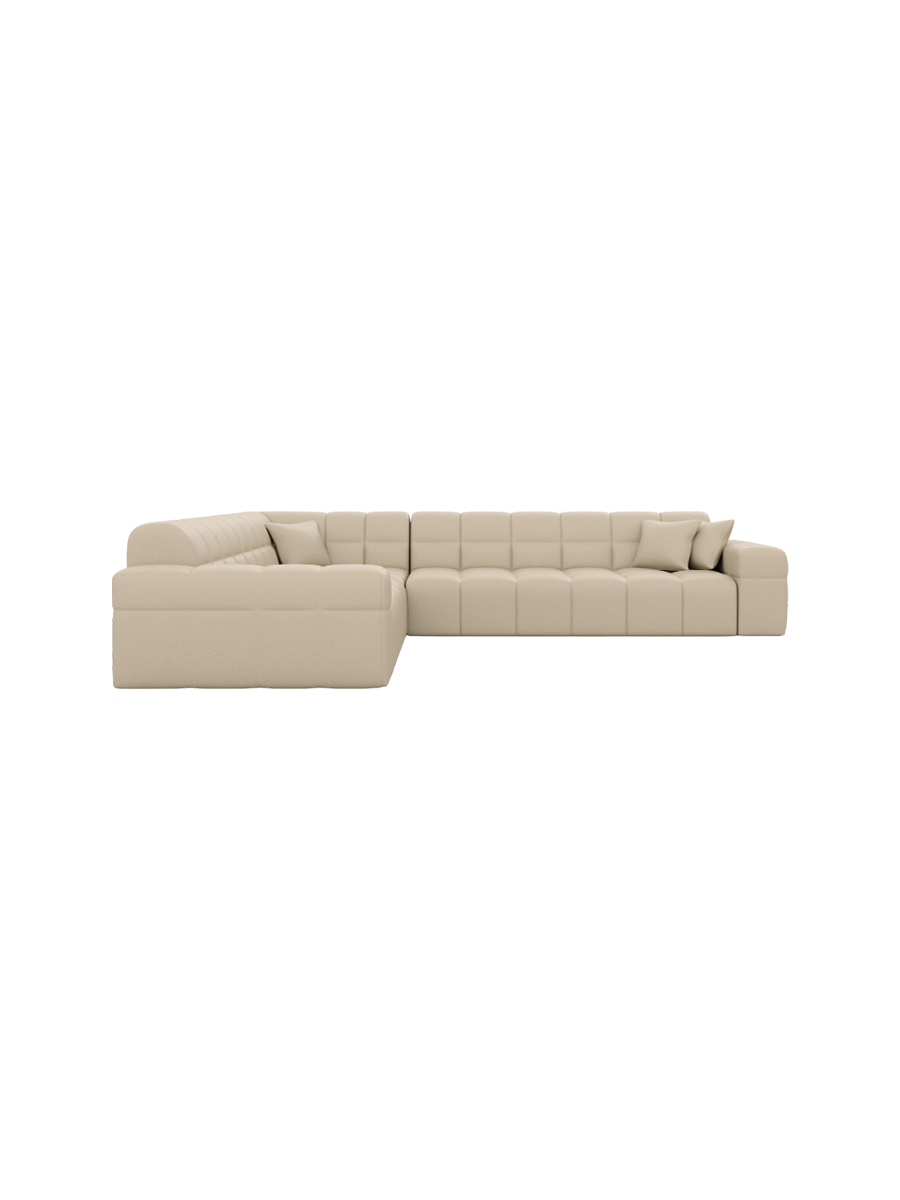 
5-seat designer genuine leather corner sofa “Bloom” - Genuine leather Beige
