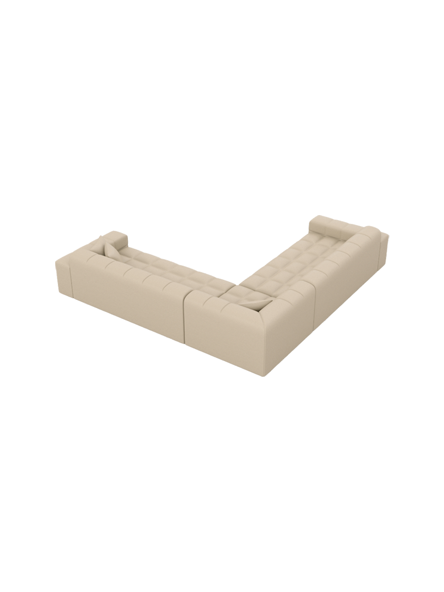 
5-seat designer genuine leather corner sofa “Bloom” - Genuine leather Beige