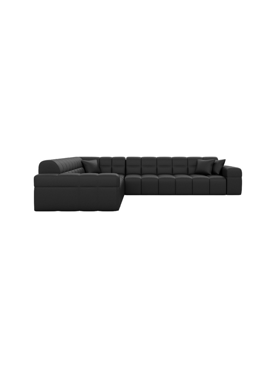 
5-seat designer genuine leather corner sofa “Bloom” - Genuine leather Beige