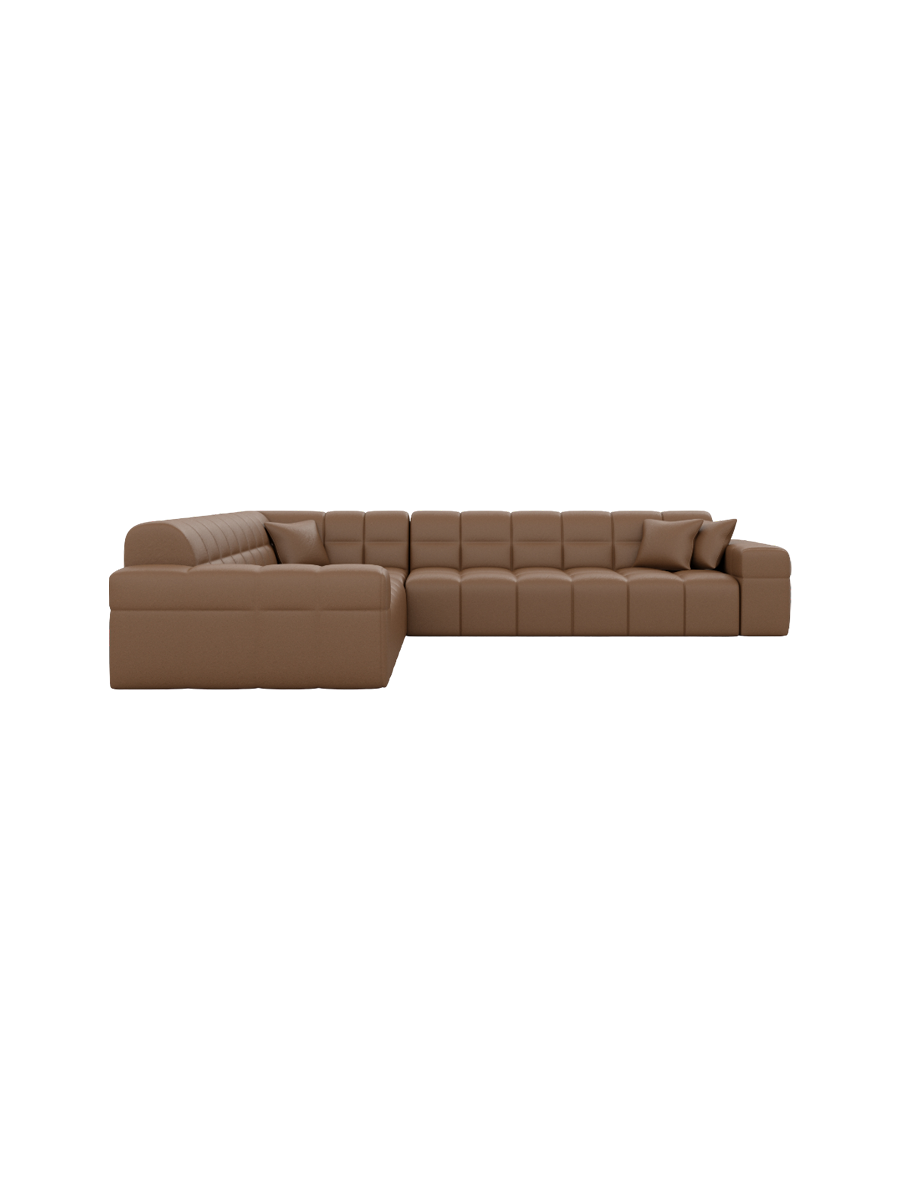 
5-seat designer genuine leather corner sofa “Bloom” - Genuine leather Beige
