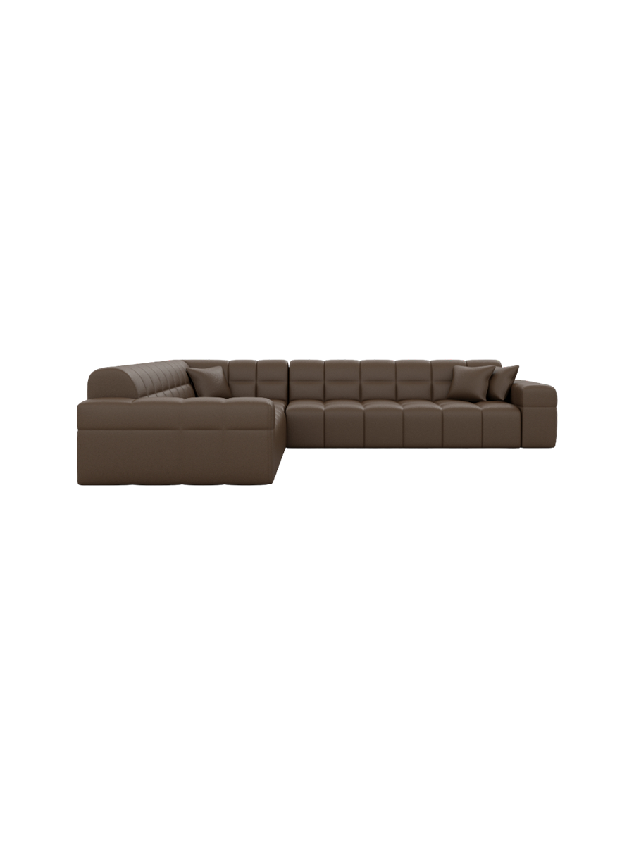 
5-seat designer genuine leather corner sofa “Bloom” - Genuine leather Beige