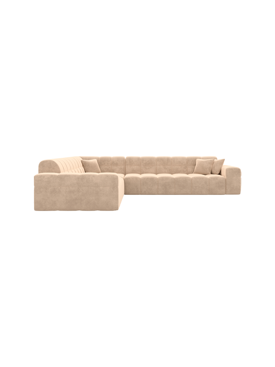 
5-Sitzer Design Ecksofa „Bloom“ mit Samtbezug - Samtbezug Königsblau