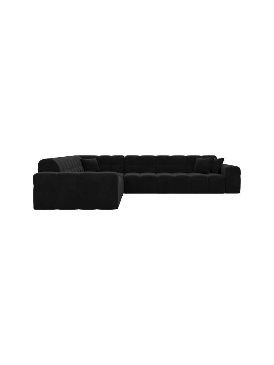 
5-Sitzer Design Ecksofa „Bloom“ mit Samtbezug - Samtbezug Königsblau