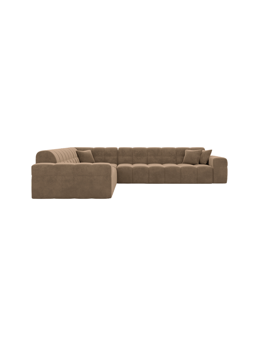 
5-Sitzer Design Ecksofa „Bloom“ mit Samtbezug - Samtbezug Königsblau