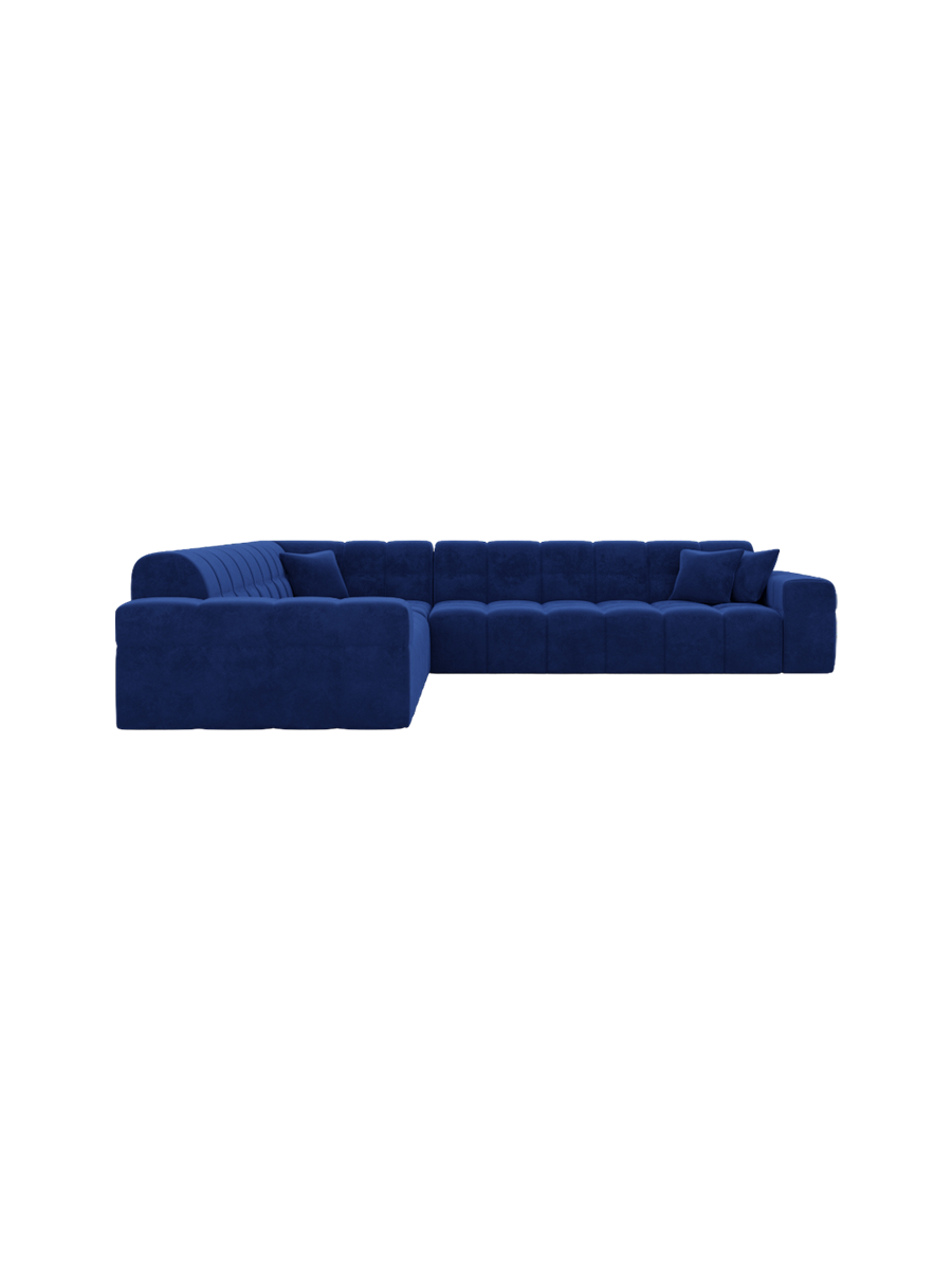 
5-Sitzer Design Ecksofa „Bloom“ mit Samtbezug - Samtbezug Königsblau