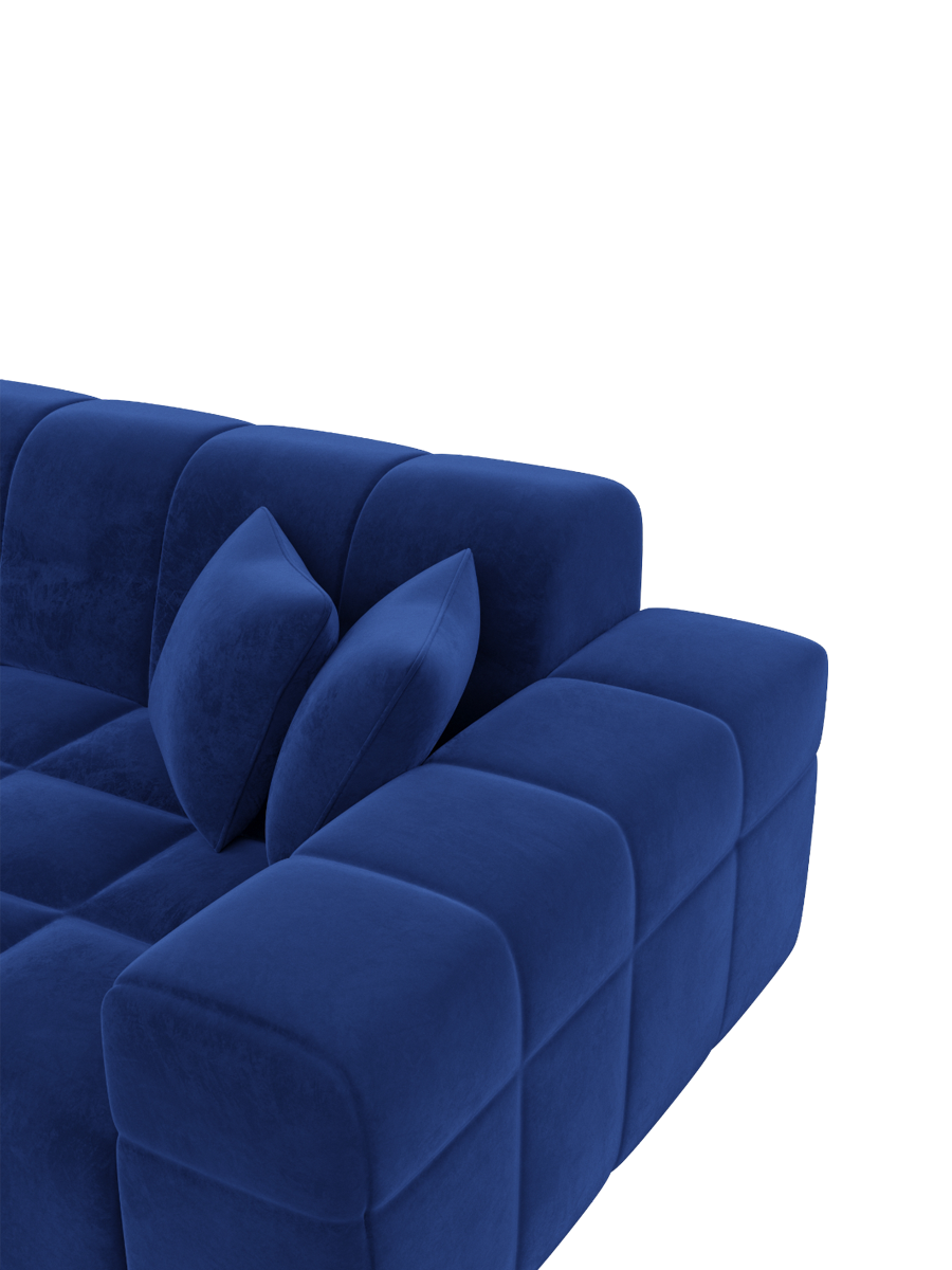 
5-Sitzer Design Ecksofa „Bloom“ mit Samtbezug - Samtbezug Königsblau