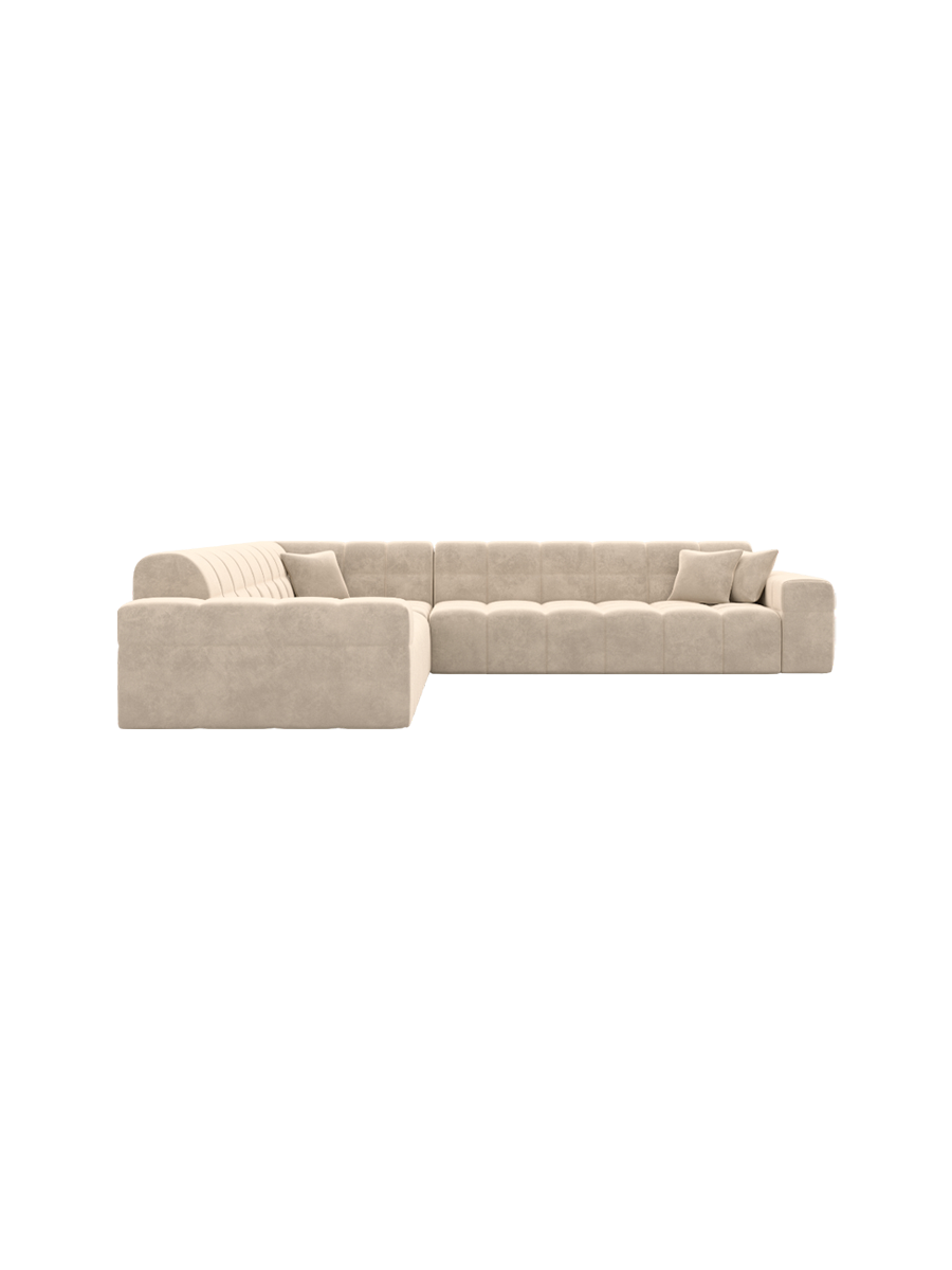 
5-Sitzer Design Ecksofa „Bloom“ mit Samtbezug - Samtbezug Königsblau