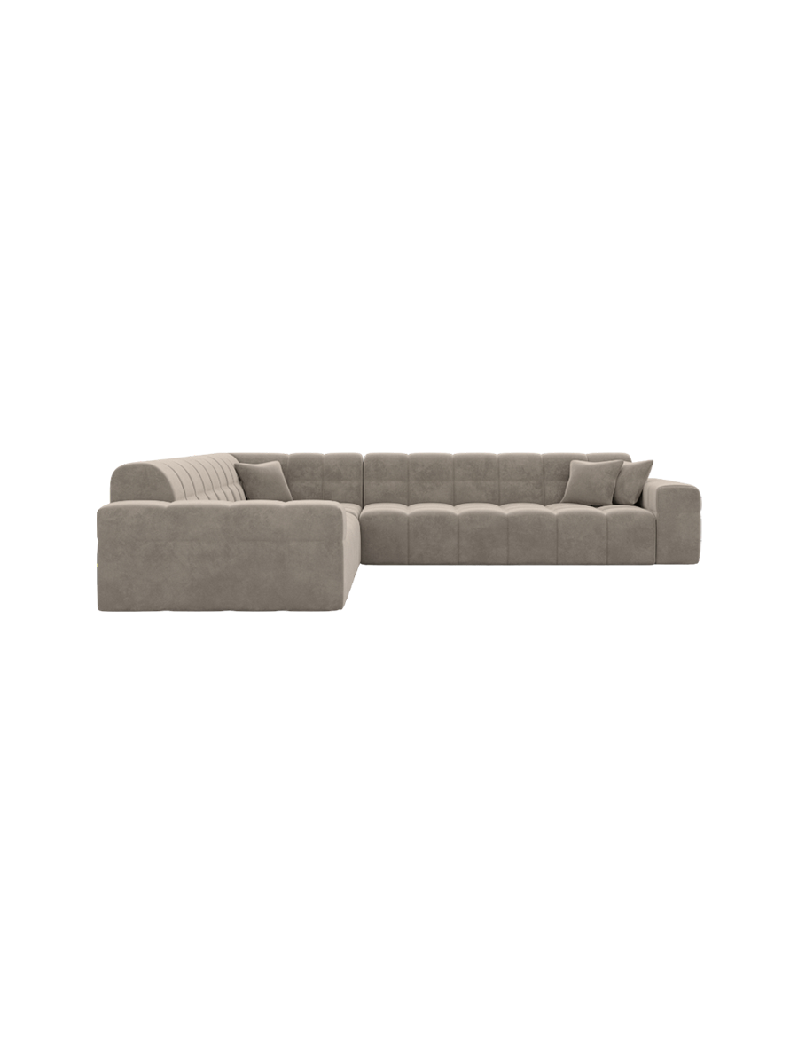
5-Sitzer Design Ecksofa „Bloom“ mit Samtbezug - Samtbezug Königsblau