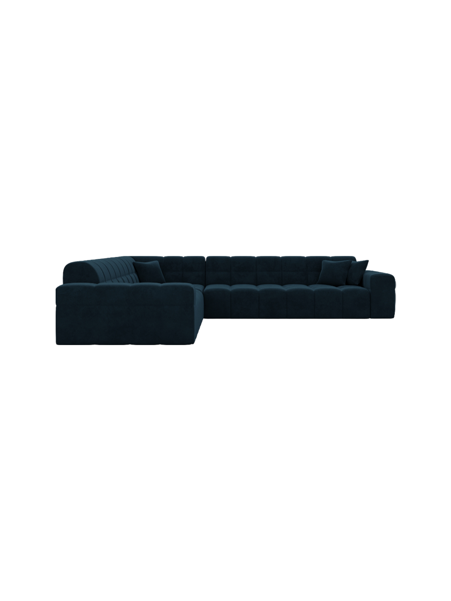 
5-Sitzer Design Ecksofa „Bloom“ mit Samtbezug - Samtbezug Königsblau