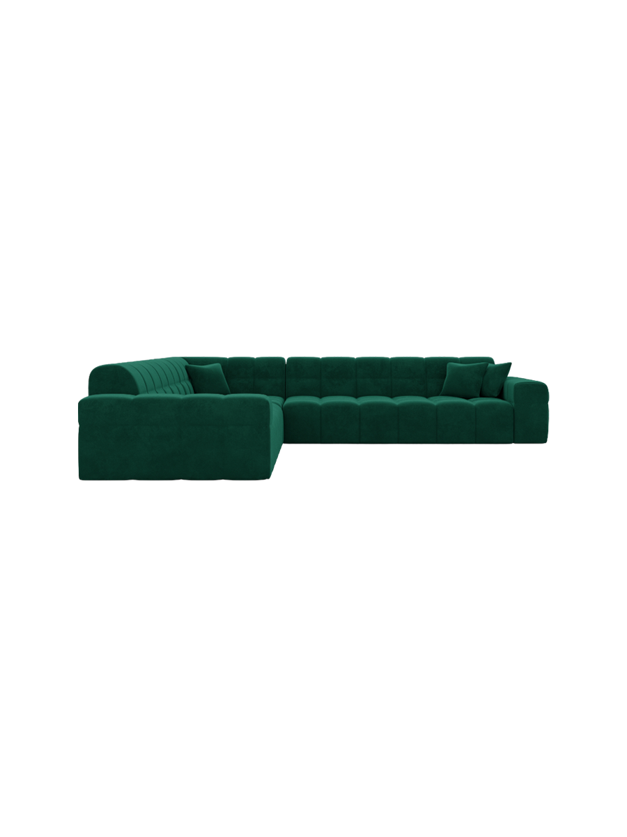 
5-Sitzer Design Ecksofa „Bloom“ mit Samtbezug - Samtbezug Königsblau