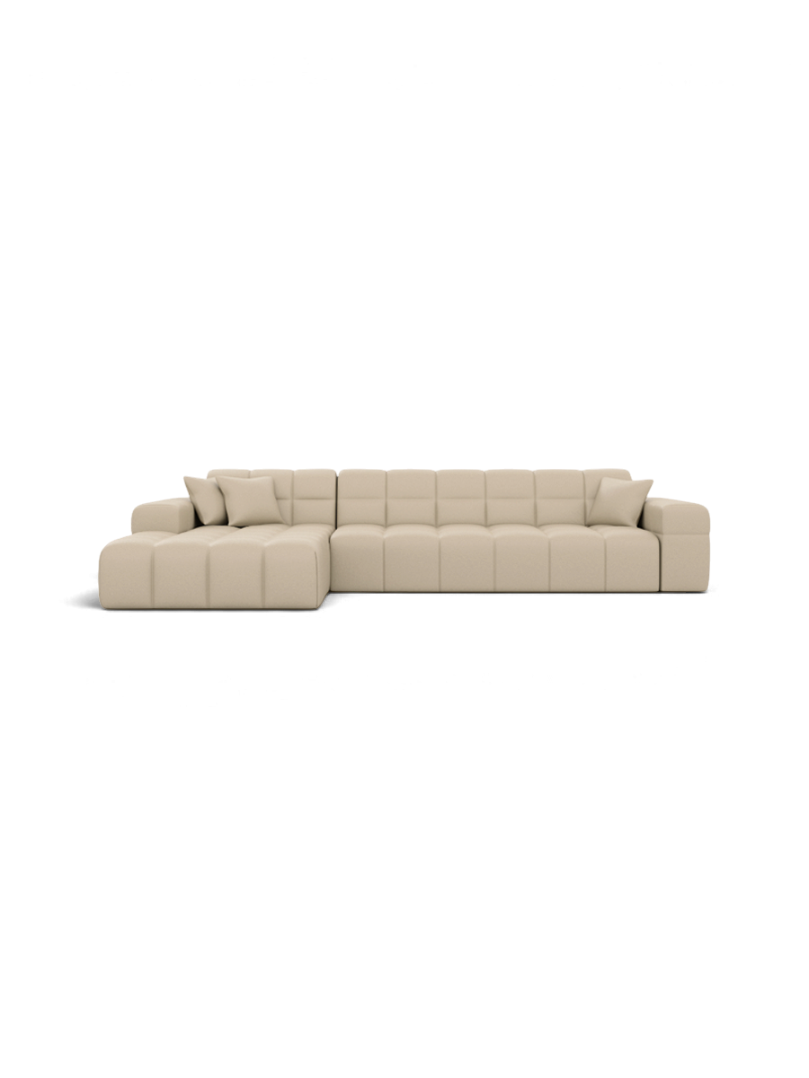 
4-Sitzer Design Echtleder Ecksofa „Bloom“ - Echtleder Beige / Eckteil links