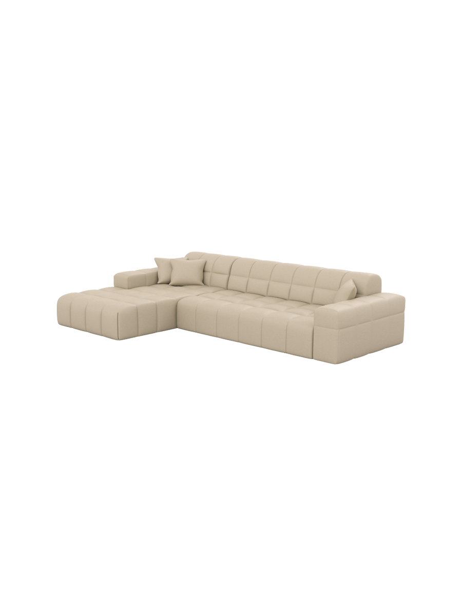 
4-seat designer genuine leather corner sofa “Bloom” - Genuine leather Beige / Left corner section