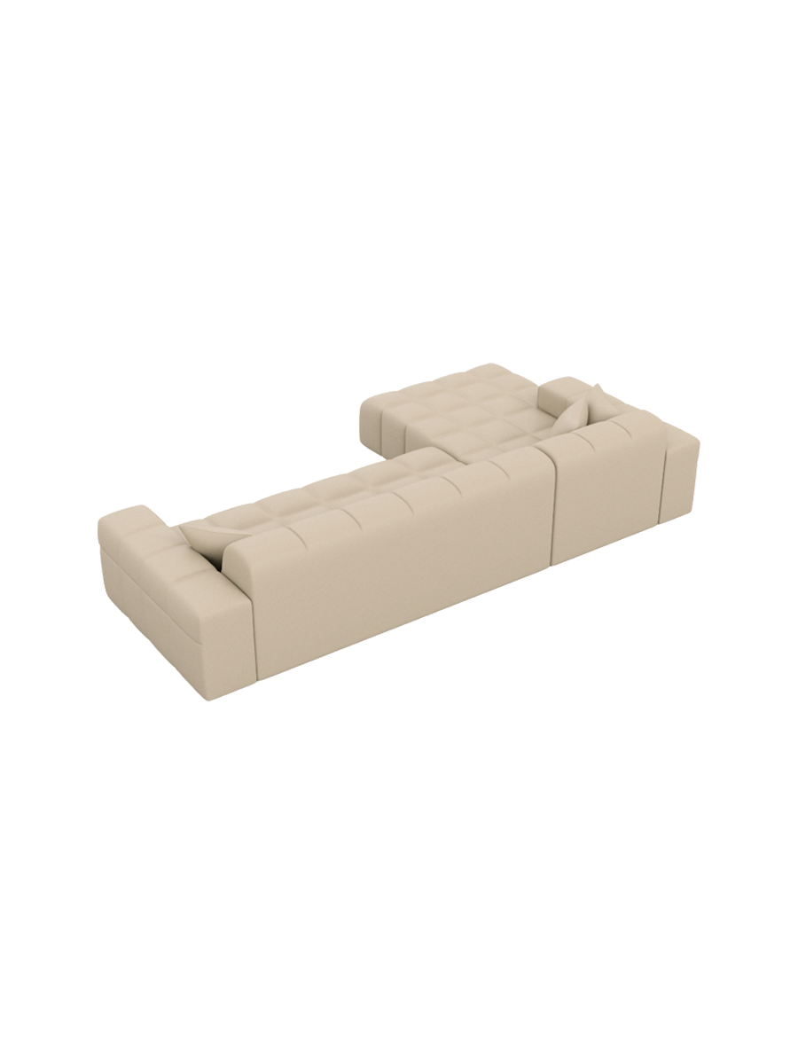 
4-seat designer genuine leather corner sofa “Bloom” - Genuine leather Beige / Left corner section