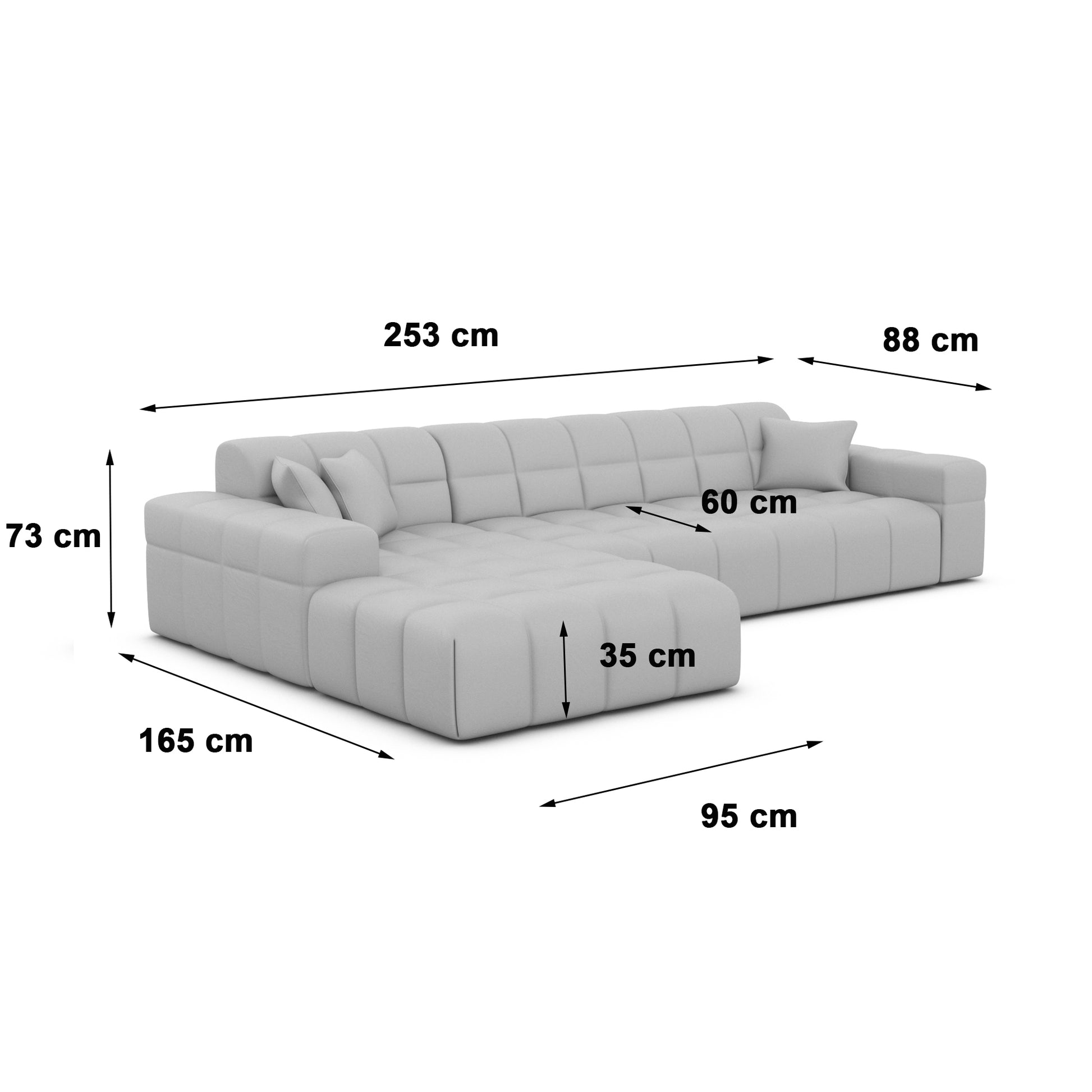 
4-seat designer genuine leather corner sofa “Bloom” - Genuine leather Beige / Left corner section