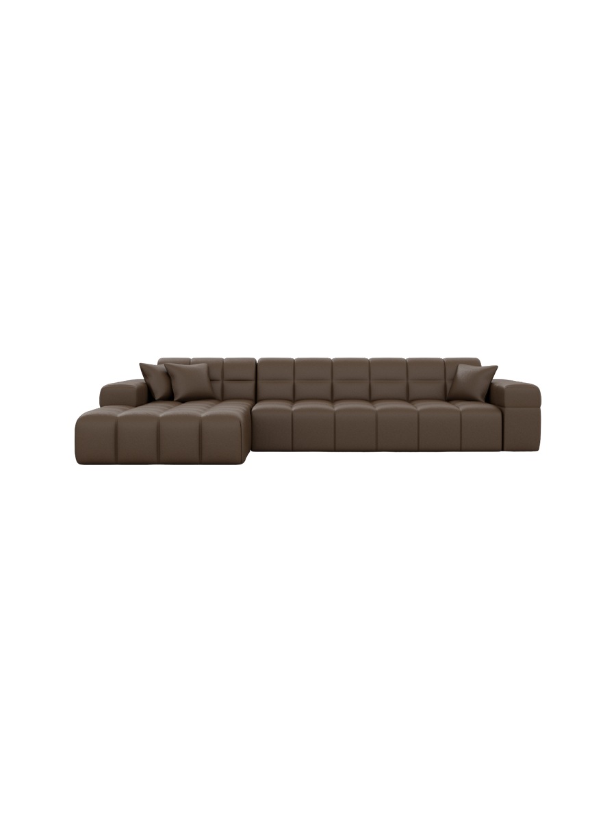 
4-seat designer genuine leather corner sofa “Bloom” - Genuine leather Beige / Left corner section
