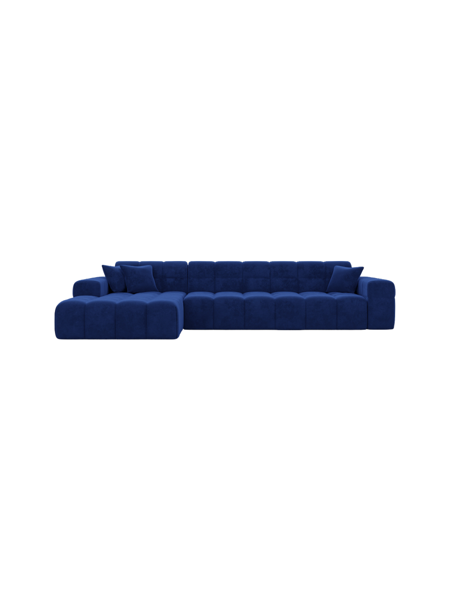 
4-Sitzer Design Ecksofa „Bloom“ mit Samtbezug - Samtbezug Königsblau / Eckteil links