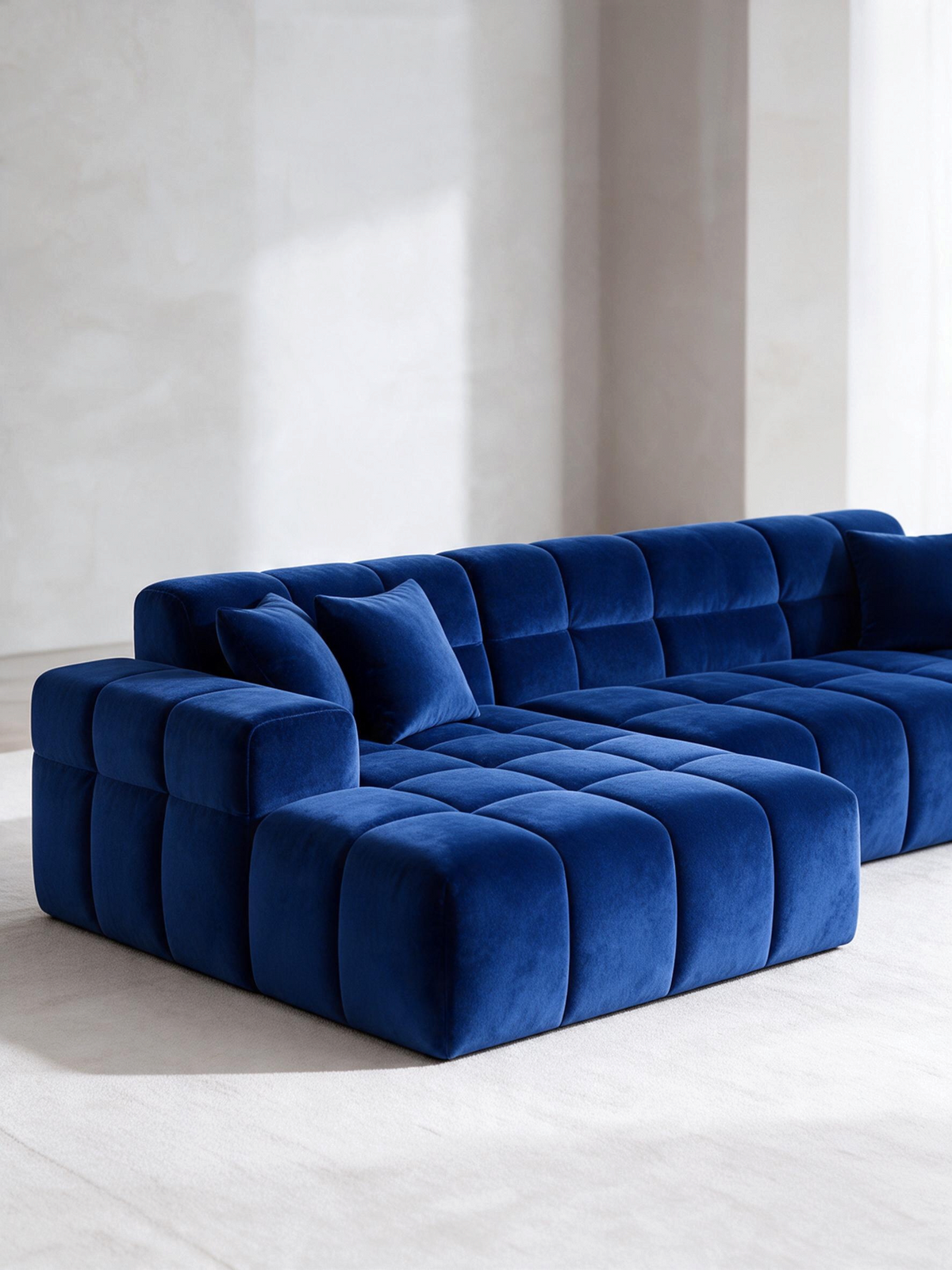 
4-Sitzer Design Ecksofa „Bloom“ mit Samtbezug - Samtbezug Königsblau / Eckteil links