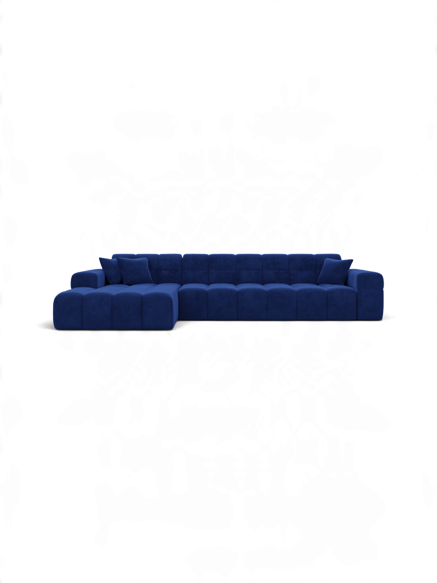 
4-Sitzer Design Ecksofa „Bloom“ mit Samtbezug - Samtbezug Königsblau / Eckteil links