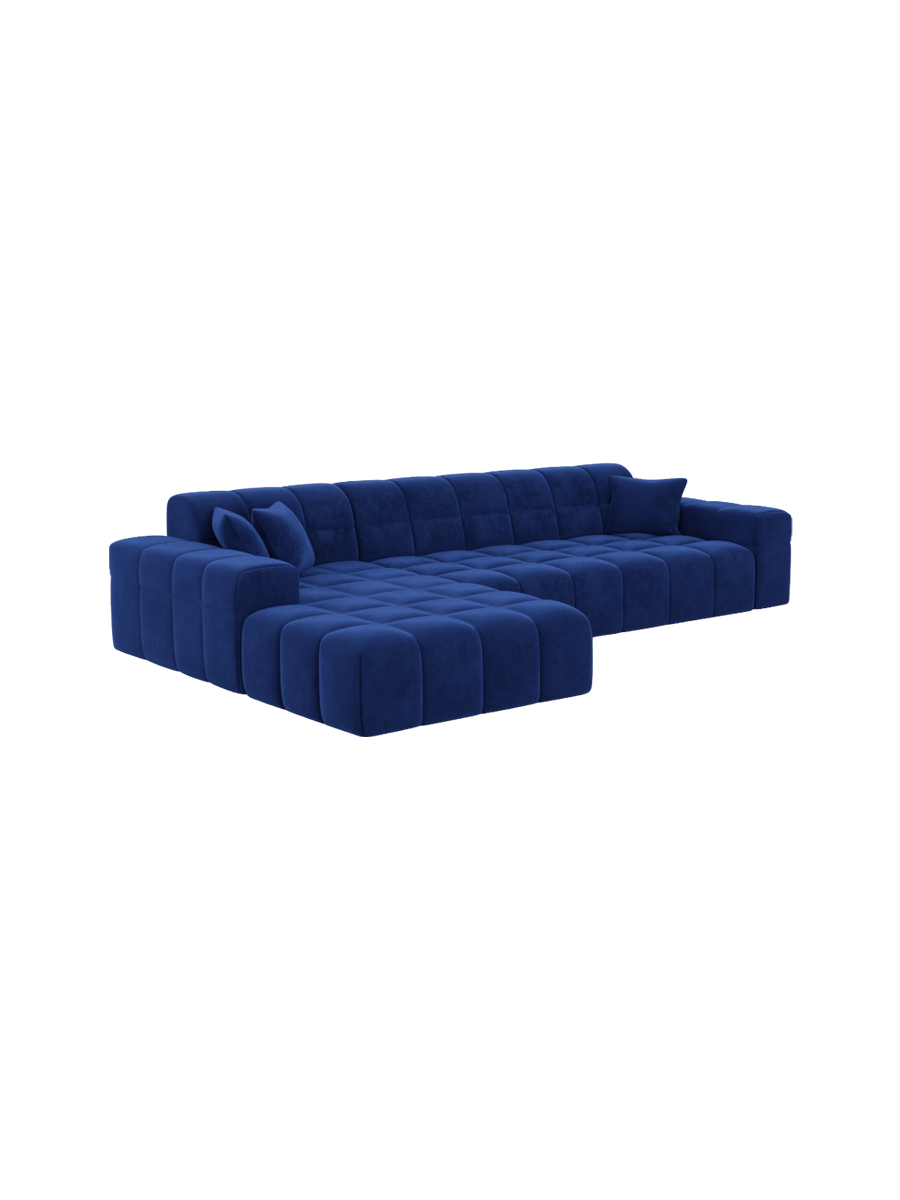 
4-Sitzer Design Ecksofa „Bloom“ mit Samtbezug - Samtbezug Königsblau / Eckteil links