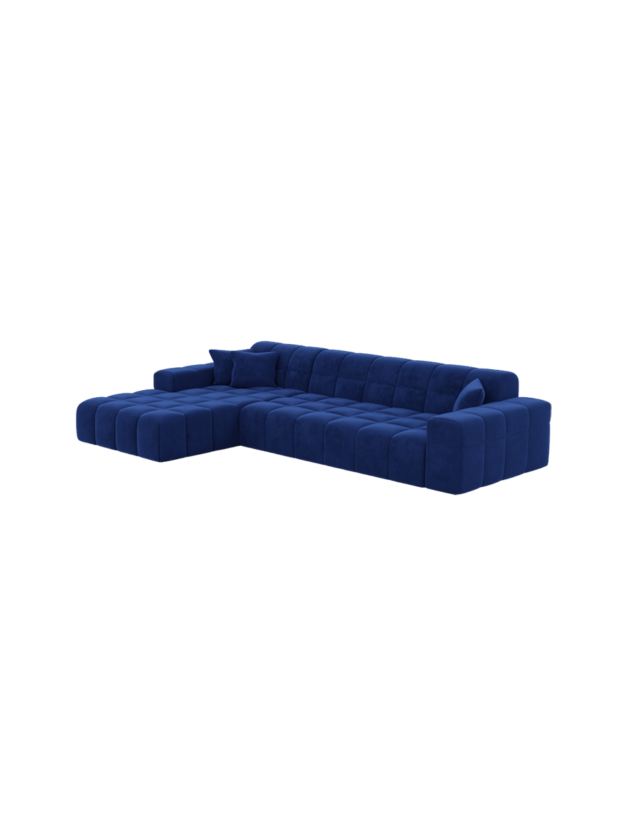 
4-Sitzer Design Ecksofa „Bloom“ mit Samtbezug - Samtbezug Königsblau / Eckteil links